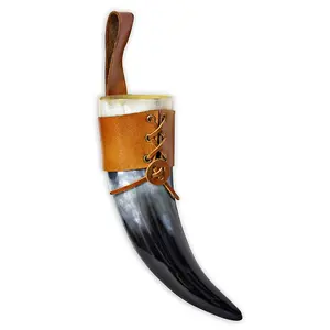 Напиток для вина/меда (4-5 унций), стакан в средневековом стиле викингов с коричневой кожаной застежкой-кобура, аутентичная кружка в средневековом стиле