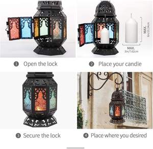 Lanterne décorative artisanale Calvin, porte-bougie, lampe suspendue noire et colorée avec technique de polissage, décoration de la maison pour le Ramadan, cadeau - Product Image 5