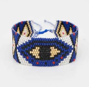   Bracelet artisanal Happiness Gorgeous Evil Eye bleu royal Miyuki - Product Image 1