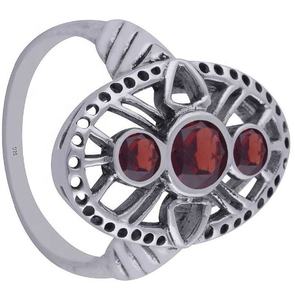 แหวนโกเมน925โรเดียมโรเดียมเงินแท้สำหรับผู้หญิงเครื่องประดับแฟชั่นสำหรับงานแต่งงานโดยตรง - Product Image 2