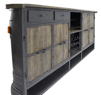 Ensemble de comptoirs de bar en métal style camion ancien, vintage industriel, noir, Akku Art, meubles commerciaux, cuisine, salle à manger