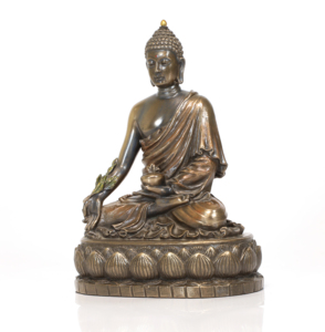 Estatua de Buda de Poliresina con Acabado Bronce, en Pose de Meditación y Bendición - Product Image 4