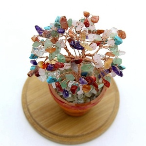 Arbre de vie 7 Chakra en fil de cuivre, pierres précieuses naturelles, Sculpture d'arbre de vie, porte-bonheur, décoration Feng Shui, pour cadeaux de décoration - Product Image 2