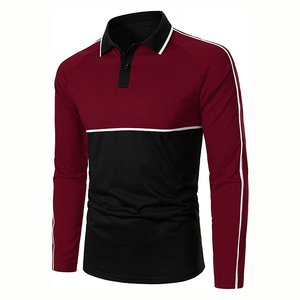 Camiseta de polo de algodón orgánico ajustada para hombre, camiseta de manga larga cómoda de diseño personalizado de alta demanda, camiseta de moda de fábrica superior - Product Image 2