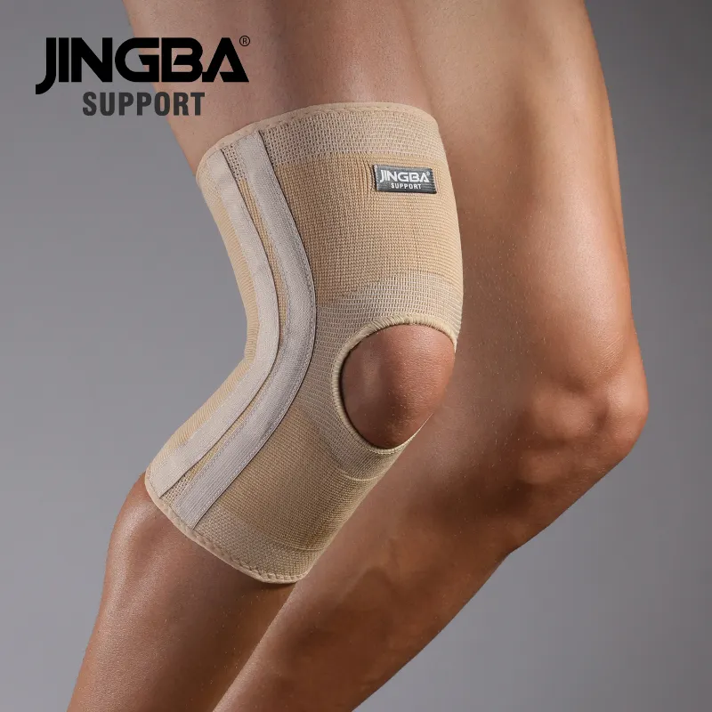 Jingba Fabrikant Elastische Ademende Knie Brace Knie Knie Compressie Mouw Voor Sport Hardlopen Volleybal Basketbal