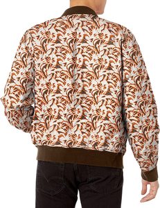 Men's Printed Bomber <b>Jacket</b> Autumn Casual Zipper Front With Pockets Regular Fit Turn-down <b>Collar</b> Polyester Material - Product Image 3