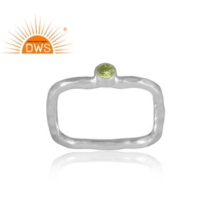 Anillo de piedras preciosas de peridoto de corte redondo, joyería fina de plata de ley Rectangular, de diseño, al por mayor - Product Image 2