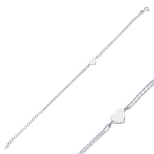 Pulsera de corazón de esmalte blanco minimalista, joyería de plata de ley 925 hecha a mano, venta al por mayor - Product Image 3