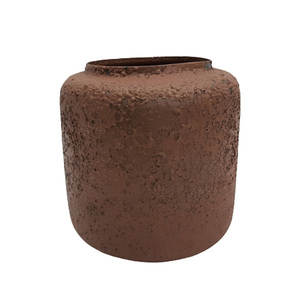 Florero de hierro personalizado hecho a mano, maceta de textura rústica moderna para sala de estar y Mesa, decoración del hogar - Product Image 1