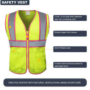 Débardeur de sécurité réfléchissant à poches multiples, couleurs fluorescentes, haute visibilité, bandes réfléchissantes - Product Image 4