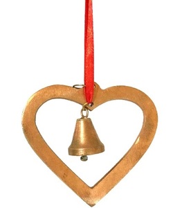 COPPER COLOUR BEST QUALITY HOME DECORATION HEART WITH BELL CHRISTMAS <b>TREE</b> HANGING ORNAMENT - Product Image 1