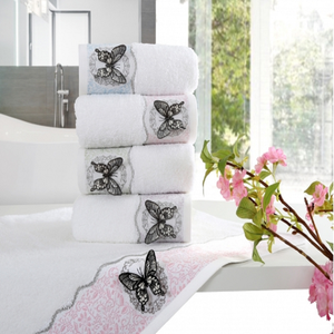 High Quality Cotton <b>Hand</b> <b>Towel</b> Woven Technique Butterfly Embroidered - Product Image 1
