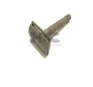 Maquinilla de afeitar de seguridad para hombre, maquinilla de afeitar de doble filo, de acero inoxidable gris, para afeitar clásico - Product Image 1