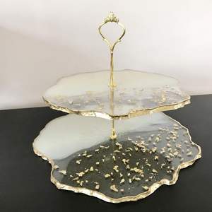 Three Tier Resin Cake Dessert Stand for Serving <b>Epoxy</b> Resin White Color Crafts Round Resin Cake Stand - Product Image 6