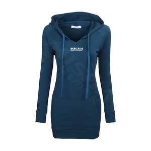 Sweat à capuche long en molleton 100 % coton pour femme, décontracté, uni, pour l'hiver - Product Image 1