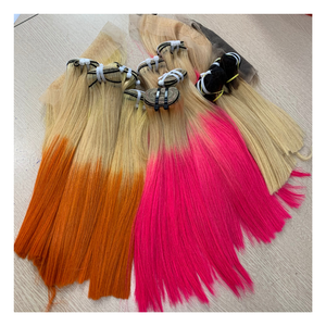 Venta al por mayor 100% Extensiones de cabello Remy vietnamita de alta calidad para Ombre Orange Pink Bone Straight Brazilian Super Double Drawn Raw - Product Image 2