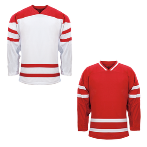 เสื้อฮอกกี้น้ำแข็งสีแดงคอวี ปี 2026 แขนยาว ระบายอากาศได้ดี ผลิตจากโพลีเอสเตอร์ สำหรับผู้ใหญ่  ปรับขนาดได้ตามต้องการ  แบบซับลิเมชั่น  พร้อมสกรีนชื่อทีมตามสั่ง - Product Image 3