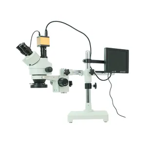 Mikroskop Stereo Perbesaran, Perbaikan Ponsel, Teropong dengan Monitor Dudukan Dasar Tunggal Lengan Tunggal Set Lengkap
