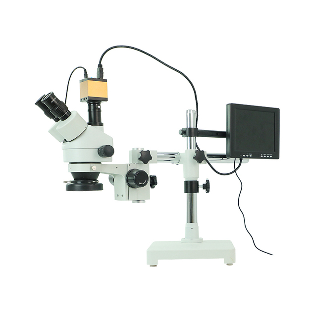 Full Set Binocular Microscope With Monitor Single Arm Base Stand Zoom Stereo Microscope for Cellphone Repair
