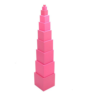 Torre Rosa Montessori per <span class=keywords><strong>Bambini</strong></span> per l'Apprendimento Precoce, Gioco di Blocchi da Costruzione Creativi, Giocattolo in Legno, Cubi Educativi per l'Infanzia - Product Image 1