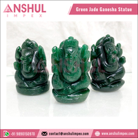 Statue de Ganesha en jade vert naturel sculpté décoratif, Art religieux bouddhiste, Objet de collection, Inde, Prix de gros, Anshul Impex
