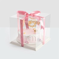 OEM ODM Plastique Transparent Trois Couches Carré Gâteau Mousse Anniversaire Boîte Cadeau