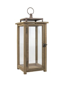 Hermosa linterna de madera con tapa de metal para decoración interior y exterior - Product Image 1