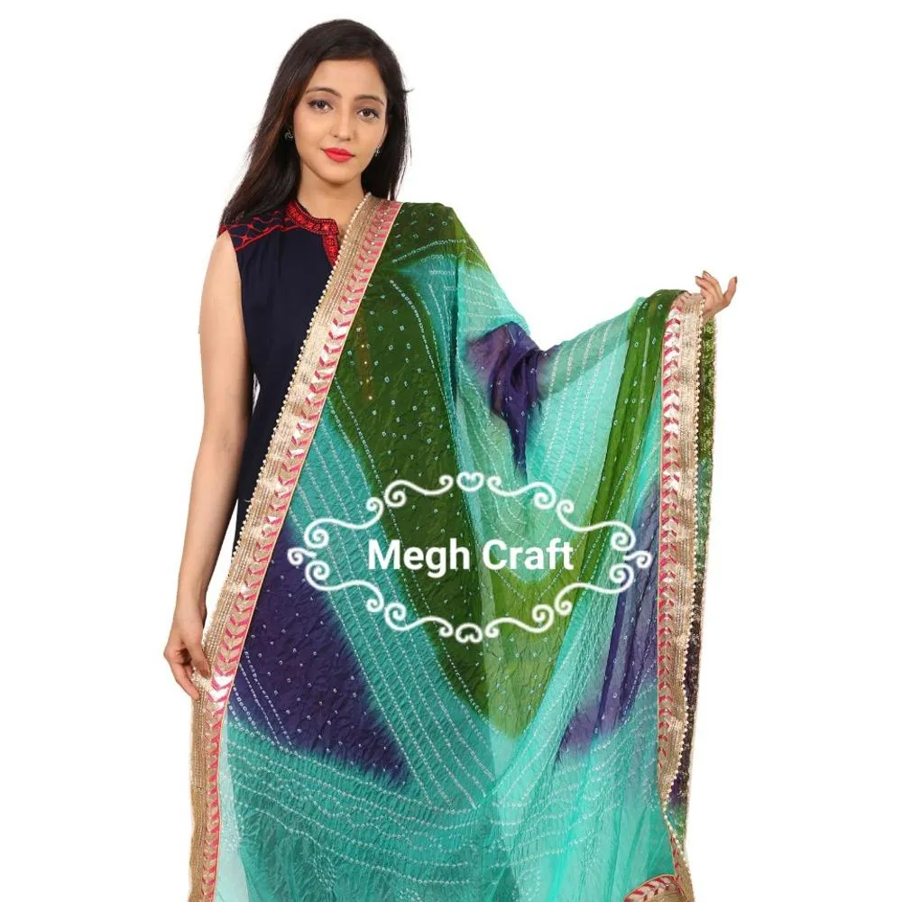 Indian Etnische Slijtage Gota Patti Werk Dupatta-Bandhej Dupatta Voor Salwar Kameez Pak/Choli/Etnische Slijtage-katoen Multi Gekleurde Dupatta