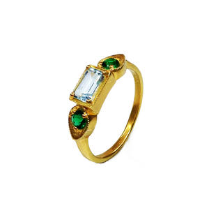 Anillo de GEMA de Topacio Azul Esmeralda para fiesta, anillo de Plata de Ley 925 asimétrico, venta al por mayor, hecho a mano, Unisex - Product Image 3