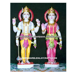 Indian White Marble Lord Vishnu Laxmi Statue - Product Image 1