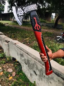 Handmade Custom High Carbon Steel Forged Viking Axe Versatile Damascus Axe <b>Head</b> Hatchet Hickory Wood Vintage <b>Style</b> Camping - Product Image 5