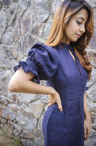 Products Of India Women Vintage Puff Sleeve <b>Boho</b> Linen <b>Dress</b> <b>Plus</b> <b>Size</b> Pintuck Linen <b>Wedding</b> <b>Dress</b> Hot Ladies Tunic - Product Image 2