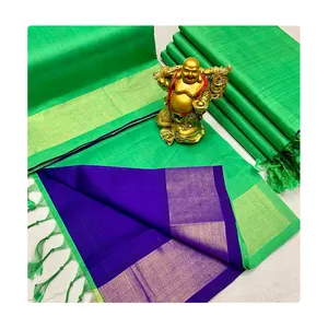 Indische Manufaktur Digital Printed Fancy Design Goldene Farbe Boarder Tripura Silk Saree zum Großhandels preis