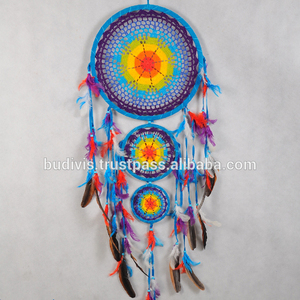 Rainbow Dream Catcher Crochet Multi-Strand Décoration de la maison Produit d'artisanat naturel - Product Image 1