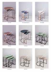 Table basse triangulaire moderne avec pieds en forme d'épingle, plateau en métal, design minimaliste, écologique, durable, pour la maison, l'hôtel, le salon - Product Image 5