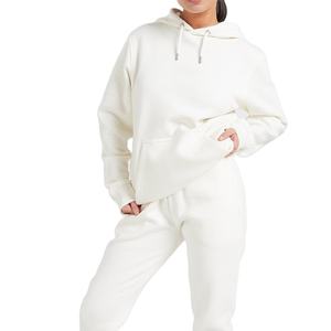 Sudadera con capucha para mujer, de gran tamaño, con cuello redondo, 100% algodón, bordada, 350gsm - Product Image 4