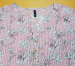 Chemisier à manches longues en coton tricoté à motif floral pour femme, coupe classique, col en V, marque originale, stock Bangladesh - Product Image 3