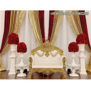 Sofá de Dos Plazas para Bodas Hindúes, Estilo Real, Color Blanco Dorado, Tallado a Mano, para Novios, Estilo Moderno, Suiza - Product Image 1
