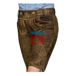 Pantalones Cortos Bávaros de Alta Calidad para Mujer, Disfraz Original de Oktoberfest Alemán, Lederhosen Rojos con Patrón de Gamuza Resistente al Viento - Product Image 4