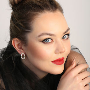 Pendientes de piedra transparente geométrica a la moda, joyería de plata de ley 925 hecha a mano turca - Product Image 4