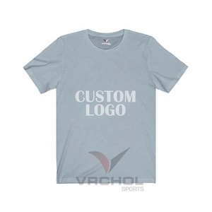 Camiseta con logotipo personalizado y diseño de cuello redondo, Camiseta ajustada de manga corta con bordado en tela de Jersey de estilo informal - Product Image 3