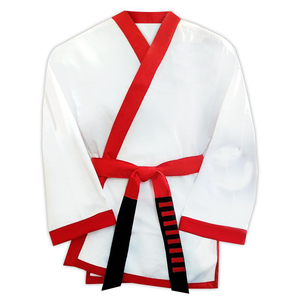 OEM personalizado OEM elegante traje de Karate blanco con solapa roja uniformes de artes marciales lona Gi ropa deportiva bordada Yasin USA - Product Image 3