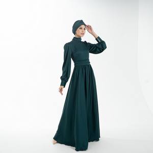 Abaya — robe d'émeraude pour femme musulmane, à manches longues, coupe cintrée, style islamique, manches longues, avec coiffure, pour dame modeste - Product Image 2