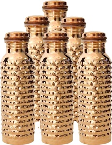 Hammered Copper Diamond Water Bottle Pure Copper Leakproof Drinking Bottle for Home Office Gym Travel - Product Image 4