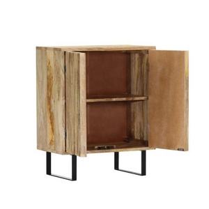 Gabinete Loft Industrial con listones de madera de mango | Aparador industrial urbano con patas de metal negro para hogar y restaurante - Product Image 2