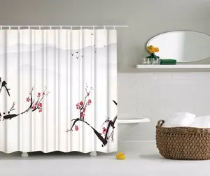 Stylish collection digital printing bath tub short shower curtain