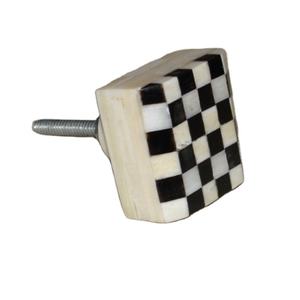 Bouton de tiroir carré en os à carreaux étoile beau bouton en os indien bouton de porte en bois en résine pour quincaillerie poignée de tiroir en céramique - Product Image 1