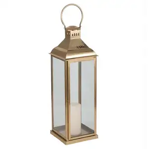 high quality decorative Gold plated stainless steel wedding and Christmas glass lanterns manufacturer from India