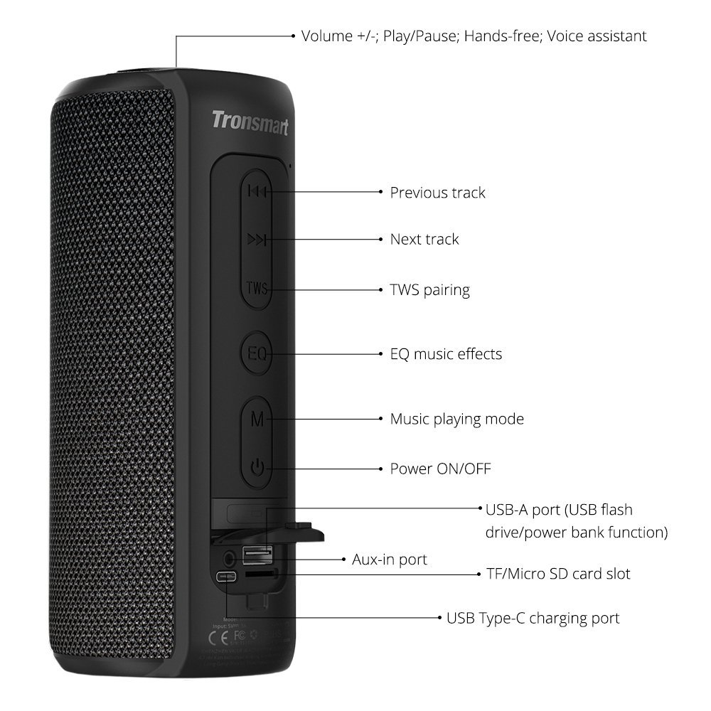 Tronsmart T6 Plus ワイヤレススピーカー 40W ポータブルスピーカー 重