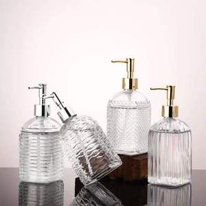 400ml 500ml Glass Bottle with Spray Pump Screw Cap Hand <strong>Soap</strong> Lotion Foam Dispenser Vertical Stripes Design for <strong>Liquid</strong> <strong>Soap</strong> <strong>Use</strong> - Product Image 6